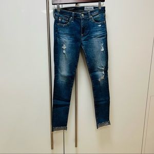 NWOT AG Jeans Skinny Size 26 destructed wash. 98% cotton 2% stretch.